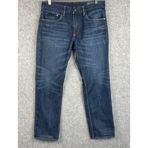 Bonobos The Blue Jean Mens 33x29 Straight Leg Dark Wash Whiskered 5 Pocket